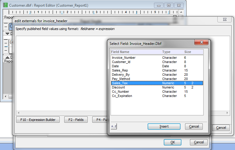 Edit Externals Select Fields